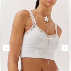 Urban outfitters stretchy crop top with lace trims